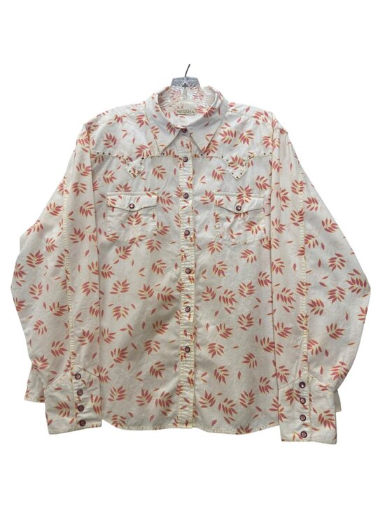 Rockies Tops - Vintage Rockies Western Shirt Women's XL Barrel Cuffs Floral Pink Snaps Yoke